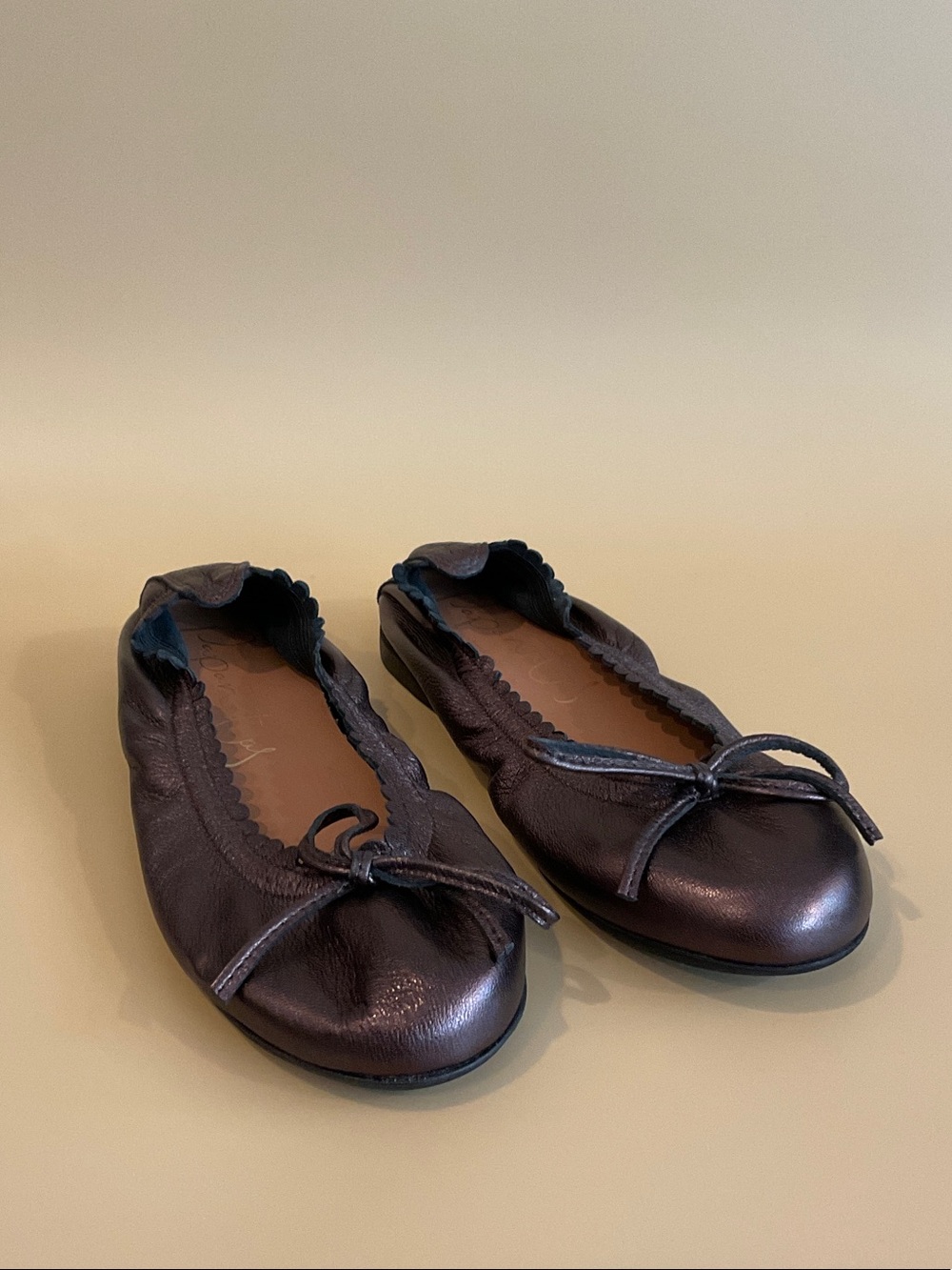 Eli Women's burgun Leather Ballet Flats with Bow